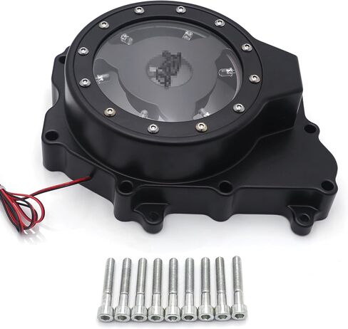 SKULL PIVOT - غطاء المحرك الثابت باللون الأزرق LED الأسود "R6" مع حشية انظر من خلال غطاء المولد متوافق مع دراجة نارية Yamah 2003-2006 YZF-R6 2006 YZF-R6S in Kuwait