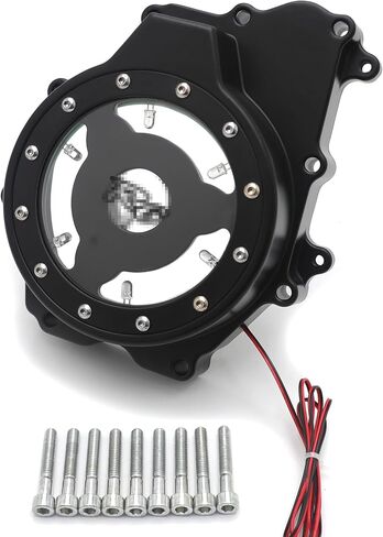 SKULL PIVOT - غطاء المحرك الثابت باللون الأزرق LED الأسود "R6" مع حشية انظر من خلال غطاء المولد متوافق مع دراجة نارية Yamah 2003-2006 YZF-R6 2006 YZF-R6S in Kuwait