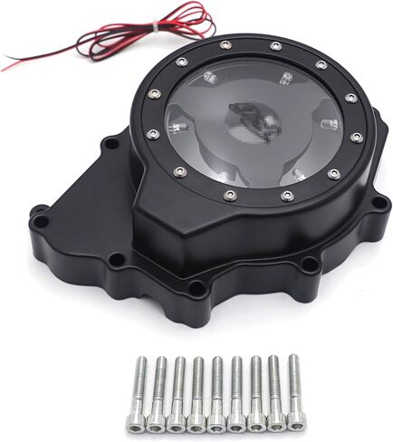 SKULL PIVOT - غطاء المحرك الثابت باللون الأزرق LED الأسود "R6" مع حشية انظر من خلال غطاء المولد متوافق مع دراجة نارية Yamah 2003-2006 YZF-R6 2006 YZF-R6S in Kuwait