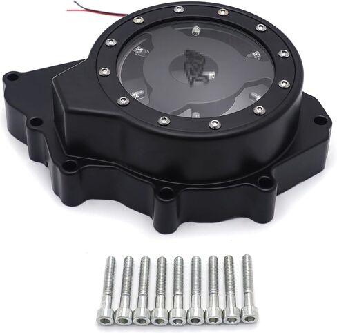 SKULL PIVOT - غطاء المحرك الثابت باللون الأزرق LED الأسود "R6" مع حشية انظر من خلال غطاء المولد متوافق مع دراجة نارية Yamah 2003-2006 YZF-R6 2006 YZF-R6S in Kuwait