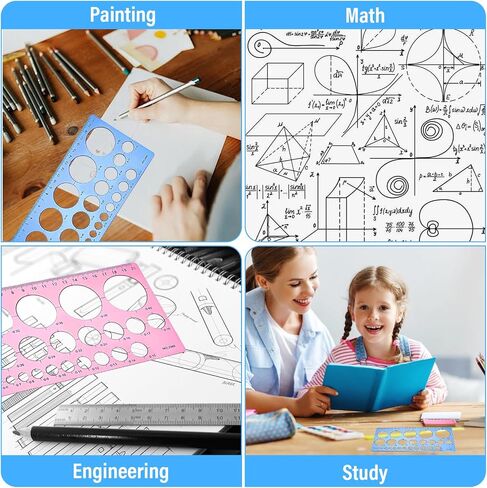 قطعتان من قالب دائرة للرسم، قالب رسم دائرة بلاستيكية، مسطرة دوائر هندسية، استنسل دوائر متعددة الأحجام لقياس تصميم رسومات المكاتب المدرسية in Saudi Arabia