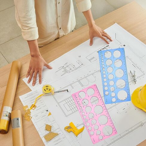 قطعتان من قالب دائرة للرسم، قالب رسم دائرة بلاستيكية، مسطرة دوائر هندسية، استنسل دوائر متعددة الأحجام لقياس تصميم رسومات المكاتب المدرسية in Saudi Arabia