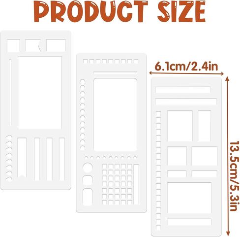 3Pcs Journal Stencil Set, Reusable Planner Stencils Templates Create Custom Weekly & Monthly Layouts for Dot Grid Journals, Enhanced Efficiency for Planning & Journaling Enthusiasts in Saudi Arabia