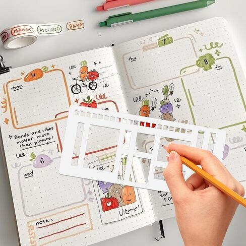 3Pcs Journal Stencil Set, Reusable Planner Stencils Templates Create Custom Weekly & Monthly Layouts for Dot Grid Journals, Enhanced Efficiency for Planning & Journaling Enthusiasts in Saudi Arabia