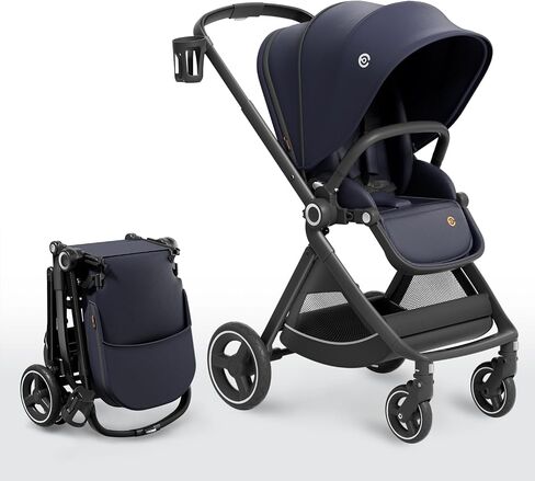 EMU Reversible Baby Stroller with Reversible Seat Full-Size Infant Stroller with Full Recline Cockpit Compact Foldable Pram Carriage for Outdoor City - Black in Saudi Arabia