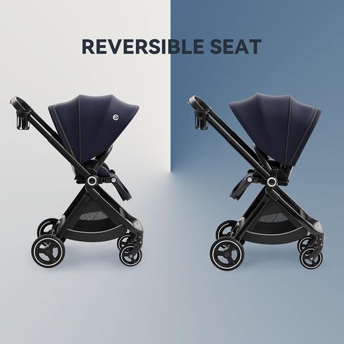 EMU Reversible Baby Stroller with Reversible Seat Full-Size Infant Stroller with Full Recline Cockpit Compact Foldable Pram Carriage for Outdoor City - Black in Saudi Arabia