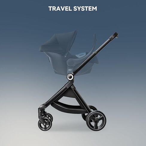 EMU Reversible Baby Stroller with Reversible Seat Full-Size Infant Stroller with Full Recline Cockpit Compact Foldable Pram Carriage for Outdoor City - Black in Saudi Arabia