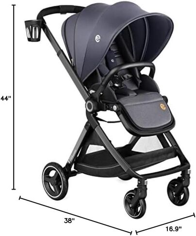 EMU Reversible Baby Stroller with Reversible Seat Full-Size Infant Stroller with Full Recline Cockpit Compact Foldable Pram Carriage for Outdoor City - Black in Saudi Arabia