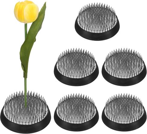 M METERXITY 6-Pack Flower Frog 2.36" Round Steel Floral Arranger Pins Ikebana Holder W Rubber Base for Flower Arrangements/Craft Plant/Home Decor, Floral Kenzan Fixed Tool [1.1cm Pins] in Saudi Arabia