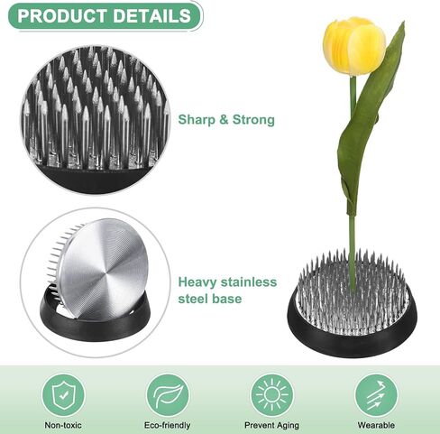M METERXITY 6-Pack Flower Frog 2.36" Round Steel Floral Arranger Pins Ikebana Holder W Rubber Base for Flower Arrangements/Craft Plant/Home Decor, Floral Kenzan Fixed Tool [1.1cm Pins] in Saudi Arabia