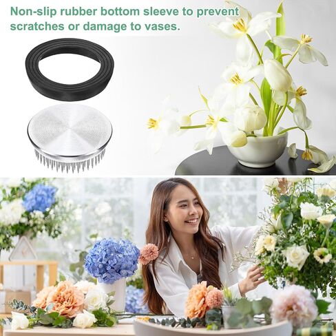 M METERXITY 6-Pack Flower Frog 2.36" Round Steel Floral Arranger Pins Ikebana Holder W Rubber Base for Flower Arrangements/Craft Plant/Home Decor, Floral Kenzan Fixed Tool [1.1cm Pins] in Saudi Arabia