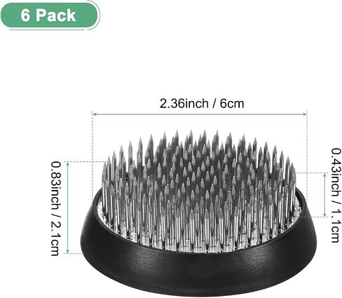 M METERXITY 6-Pack Flower Frog 2.36" Round Steel Floral Arranger Pins Ikebana Holder W Rubber Base for Flower Arrangements/Craft Plant/Home Decor, Floral Kenzan Fixed Tool [1.1cm Pins] in Saudi Arabia