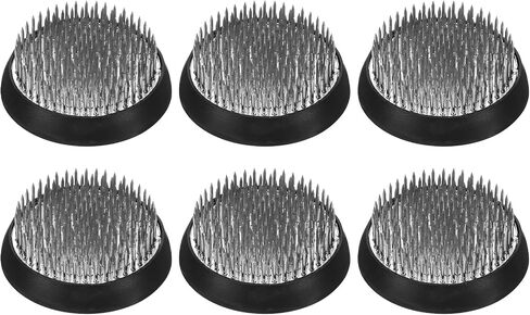 M METERXITY 6-Pack Flower Frog 2.36" Round Steel Floral Arranger Pins Ikebana Holder W Rubber Base for Flower Arrangements/Craft Plant/Home Decor, Floral Kenzan Fixed Tool [1.1cm Pins] in Saudi Arabia
