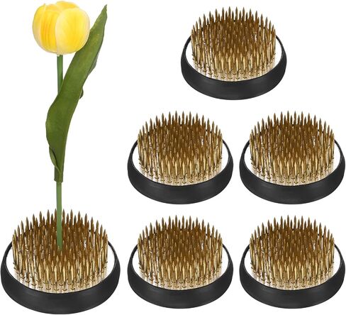 M METERXITY 6-Pack Flower Frog 1.97" Round Copper Floral Arranger Pins Ikebana Holder W Rubber Base for Flower Arrangements/Craft Plant/Home Decor, Floral Kenzan Fixed Tool [1.1cm Pins] in Saudi Arabia