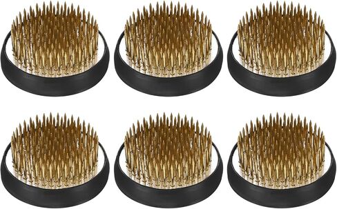M METERXITY 6-Pack Flower Frog 1.97" Round Copper Floral Arranger Pins Ikebana Holder W Rubber Base for Flower Arrangements/Craft Plant/Home Decor, Floral Kenzan Fixed Tool [1.1cm Pins] in Saudi Arabia