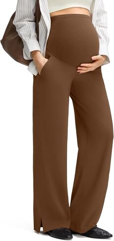 G4Free ShiftReady Maternity Work Pants with Pockets Over The Belly Pregnancy Wide Leg Dress Trousers in Saudi Arabia