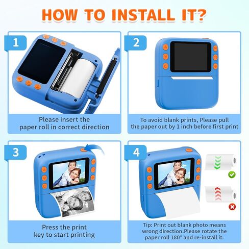 كاميرا طباعة فورية للأطفال، هدايا عيد الميلاد للفتيات والأولاد، كاميرات طباعة رقمية فورية 1080 بكسل للأطفال الصغار، لعبة محمولة لفتاة تبلغ من العمر 4 5 6 7 8 9 10 سنوات مع بطاقة SD سعة 32 جيجابايت، أبيض in Kuwait
