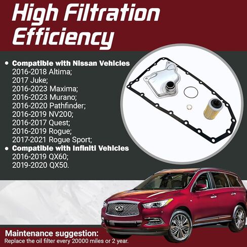 JF019E RE0F10J مجموعة فلتر ناقل الحركة الأوتوماتيكي مع حشية متوافقة مع Nissan Altima Maxima Versa رقم الجزء البديل: 31728-29X0D 31726-3JX0A 31397-1XF0D in Kuwait