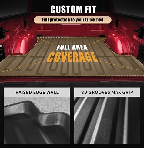 حصيرة سرير الشاحنة تناسب 2004-2014 Ford F150 Accessories 5.5FT، سيارة سوداء متدفقة لجميع الأحوال الجوية حماية TPE شديدة التحمل لسرير السيارة، 2005 2006 2007 2008 2009 2010 2011 2012 2013 in Kuwait