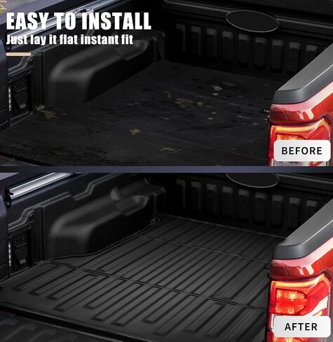حصيرة سرير الشاحنة تناسب 2004-2014 Ford F150 Accessories 5.5FT، سيارة سوداء متدفقة لجميع الأحوال الجوية حماية TPE شديدة التحمل لسرير السيارة، 2005 2006 2007 2008 2009 2010 2011 2012 2013 in Kuwait