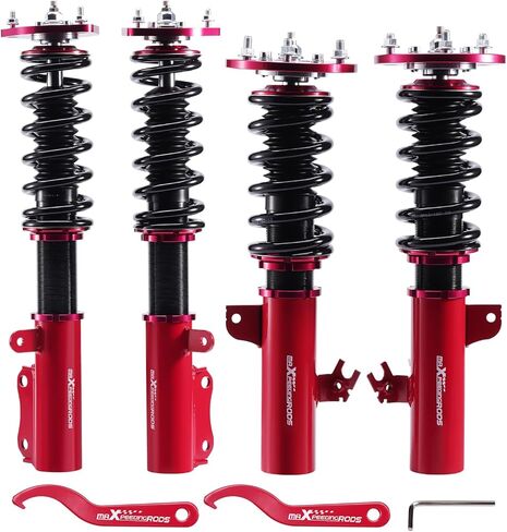 maxpeedingrods Coilovers لسيارة Toyota Camry 1992-2001، لسيارة Toyota Avalon 1995-2003، لسيارة Lexus ES300 1992-2001، مجموعة تعليق كويلوفيرز قابلة للتعديل بـ 24 مستوى، مجموعة خفض الارتفاع قابلة للتعديل باللون الأحمر in Kuwait
