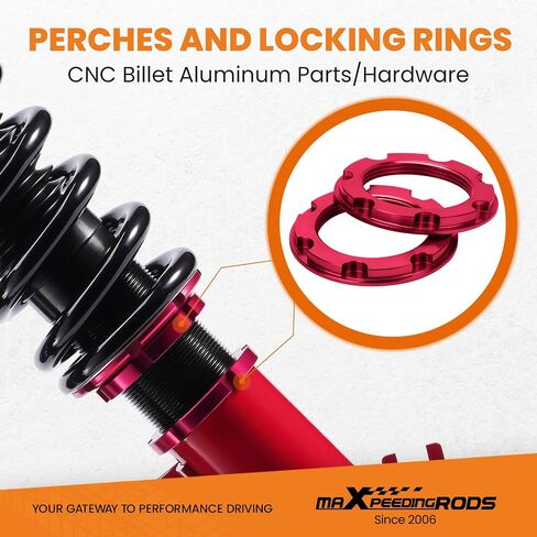 maxpeedingrods Coilovers لسيارة Toyota Camry 1992-2001، لسيارة Toyota Avalon 1995-2003، لسيارة Lexus ES300 1992-2001، مجموعة تعليق كويلوفيرز قابلة للتعديل بـ 24 مستوى، مجموعة خفض الارتفاع قابلة للتعديل باللون الأحمر in Kuwait