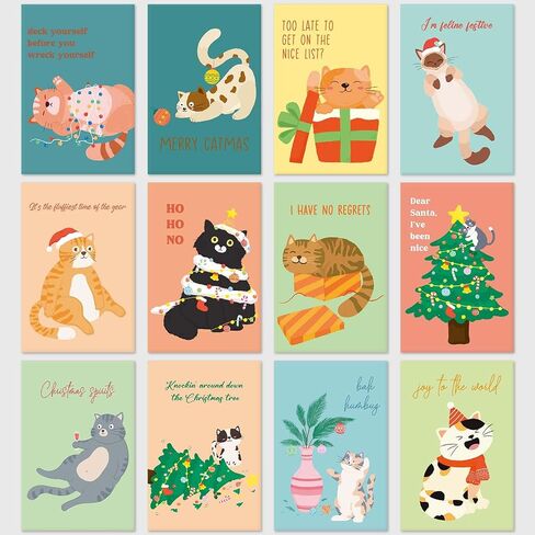 Funny Christmas Cards Bulk Boxed with Envelopes, Set of 24, 12 Assorted Designs Christmas Cards, Humorous Xmas Holiday Cards Set in Saudi Arabia