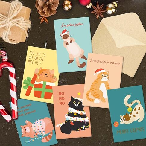 Funny Christmas Cards Bulk Boxed with Envelopes, Set of 24, 12 Assorted Designs Christmas Cards, Humorous Xmas Holiday Cards Set in Saudi Arabia