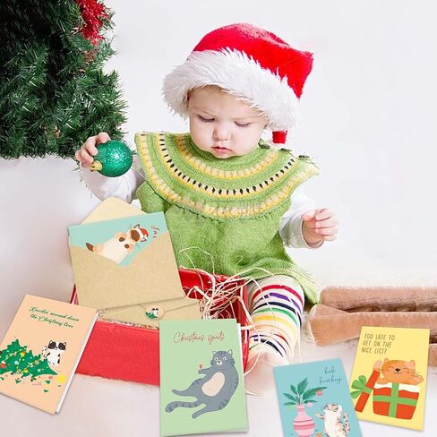 Funny Christmas Cards Bulk Boxed with Envelopes, Set of 24, 12 Assorted Designs Christmas Cards, Humorous Xmas Holiday Cards Set in Saudi Arabia