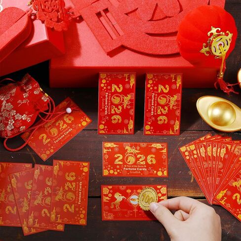 Jetec 40 Counts 2026 Horse Chinese New Year Scratch Off Fortune Cards Party Fortune Games Favors for Lunar New Year's Celebration Office Party Supplies in Saudi Arabia