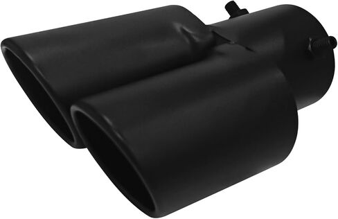 Dual Exhaust Tip 2.5" Inlet, Escapes Deportivos Para Carro, Car Exhaust Tip Pipe Double Outlet Straight Muffler Tailpipe Tips with Screw, Bolt-on Exhausts Pipe Modification Accessories(Black) in Kuwait
