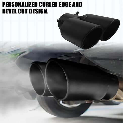 طرف عادم مزدوج 2.5 بوصة، مدخل Escapes Deportivos Para Carro، أنبوب طرف عادم السيارة مخرج مزدوج أطراف أنبوب عادم مستقيم مع برغي، ملحقات تعديل أنابيب عادم الترباس (أسود) in Kuwait