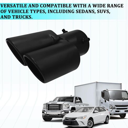 طرف عادم مزدوج 2.5 بوصة، مدخل Escapes Deportivos Para Carro، أنبوب طرف عادم السيارة مخرج مزدوج أطراف أنبوب عادم مستقيم مع برغي، ملحقات تعديل أنابيب عادم الترباس (أسود) in Kuwait