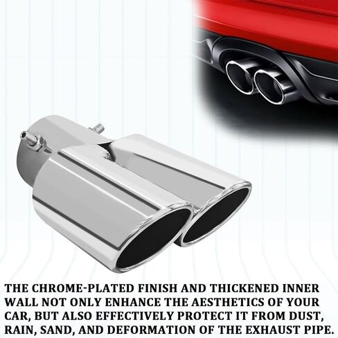 طرف عادم مزدوج 2.5 بوصة، مدخل Escapes Deportivos Para Carro، أنبوب طرف عادم السيارة مخرج مزدوج أطراف أنبوب عادم مستقيم مع برغي، ملحقات تعديل أنابيب عادم الترباس (أسود) in Kuwait