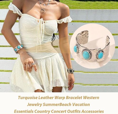 Long tiantian Leather Bracelet for Women Multilayer Turquoise Bead Bracelet Boho Cuff Bracelet Bohemian Pu Leather Wristbands Bangle for Girls Teen in Saudi Arabia