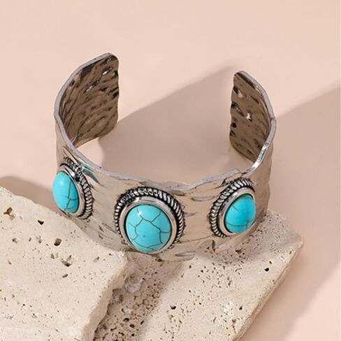 Long tiantian Leather Bracelet for Women Multilayer Turquoise Bead Bracelet Boho Cuff Bracelet Bohemian Pu Leather Wristbands Bangle for Girls Teen in Saudi Arabia