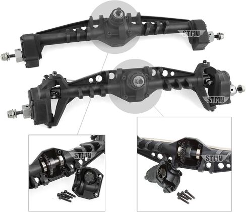 مجموعة محور البوابة STMU 1/10 RC Crawler الأمامية والخلفية البلاستيكية Currie F9 - ترقية كاملة لنماذج Axial Capra UTB10 1.9 UTB (تجميع المحور الأمامي والخلفي) in Kuwait