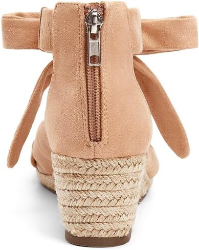 LAICIGO Womens Espadrilles Wedge Sandals Back Zipper Closure Open Toe Platform Ankle Strap Summer Dress Shoes with Bow in Saudi Arabia