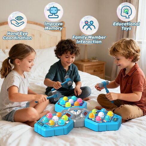 لعبة مولي مكونة من 3 لاعبين للأعمار من 3 سنوات فما فوق، لعبة التعلم المبكر مع أضواء وأصوات، لعبة مطرقة قصف تفاعلية مع 3 أوضاع لعب، مثالية للعائلات التي لديها أطفال متعددون من مختلف الأعمار in Kuwait