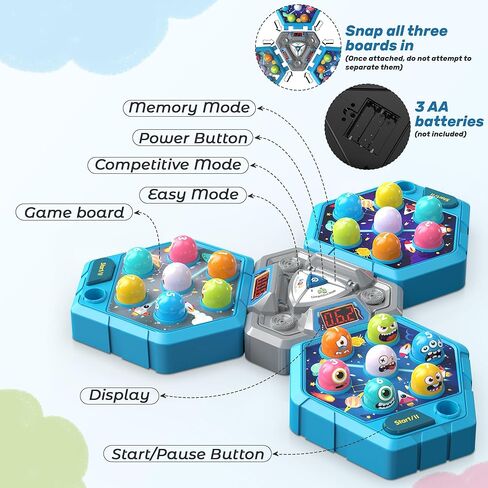 لعبة مولي مكونة من 3 لاعبين للأعمار من 3 سنوات فما فوق، لعبة التعلم المبكر مع أضواء وأصوات، لعبة مطرقة قصف تفاعلية مع 3 أوضاع لعب، مثالية للعائلات التي لديها أطفال متعددون من مختلف الأعمار in Kuwait
