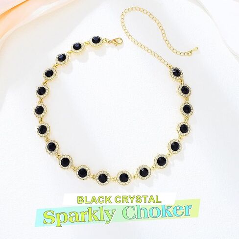 JEAIRTS Multi-color Rhinestone Choker Necklace Sparky Crystal Chokers Glitter Party Prom Necklace Chain Jewelry for Women and Girls in Saudi Arabia