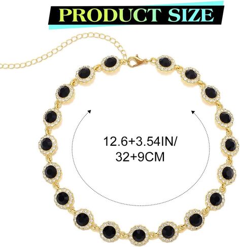 JEAIRTS Multi-color Rhinestone Choker Necklace Sparky Crystal Chokers Glitter Party Prom Necklace Chain Jewelry for Women and Girls in Saudi Arabia