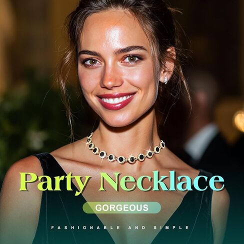 JEAIRTS Multi-color Rhinestone Choker Necklace Sparky Crystal Chokers Glitter Party Prom Necklace Chain Jewelry for Women and Girls in Saudi Arabia