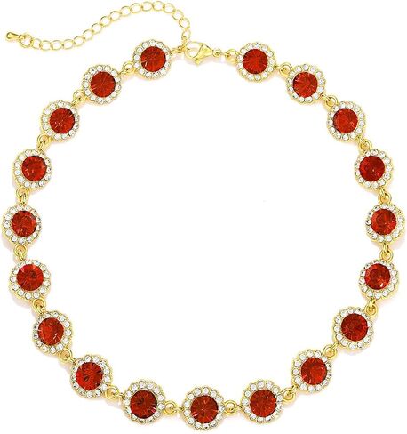 JEAIRTS Multi-color Rhinestone Choker Necklace Sparky Crystal Chokers Glitter Party Prom Necklace Chain Jewelry for Women and Girls in Saudi Arabia