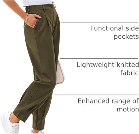 CFLONGE Women's Summer High Waisted Pants for Women 2024 Casual Ankle Length Pant for Work Office Trouser Slacks with Pockets in Saudi Arabia