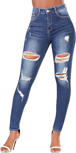 High Waisted Jeans for Women, Trendy Womens Jeans, Skinny Butt Lift Pants for Women with Tummy Control. in Saudi Arabia