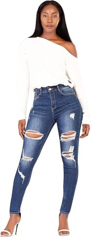 High Waisted Jeans for Women, Trendy Womens Jeans, Skinny Butt Lift Pants for Women with Tummy Control. in Saudi Arabia