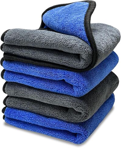 4PCS Microfiber Towels for Car, 12" x 16" 600GSM Cleaning Rags Ultra Absorbent Dusting Cloth, Scratch-Free Drying & Detailing Towel Wash Cloths for Car Interior & Exterior in Saudi Arabia