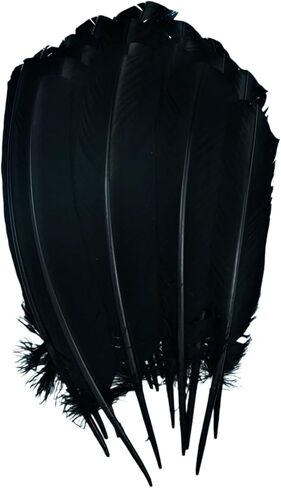 ريش لصياغة ريش تركيا 10-12 بوصة 24 قطعة من الريش الأسود الكبير للحرف اليدوية DIY مصنوعات الريش الطبيعية الكبيرة للزينة in Kuwait
