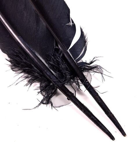 ريش لصياغة ريش تركيا 10-12 بوصة 24 قطعة من الريش الأسود الكبير للحرف اليدوية DIY مصنوعات الريش الطبيعية الكبيرة للزينة in Kuwait